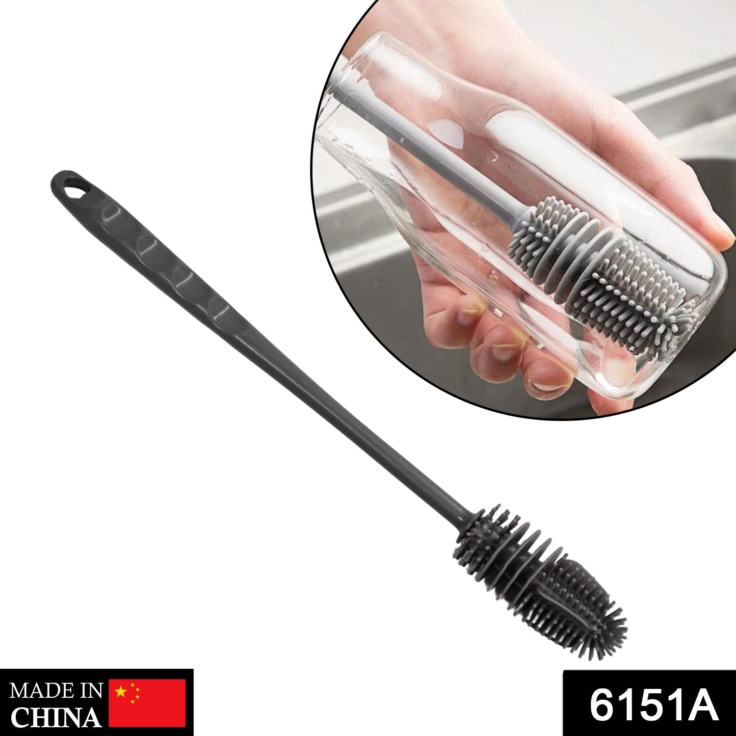 Flexible bottle brush for food-safe cleaning. Flexible bottle brush for food-safe cleaning.